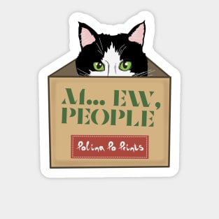 Gift with cat in a box. Ew, people. Funny cat introvert. Sticker